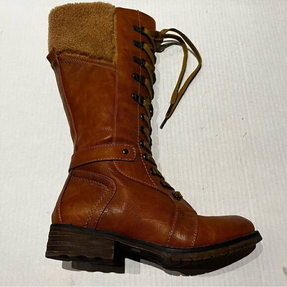 Patrizia Women's Lace up Calf Boots Brown with fleece trim Size 36 - Picture 9 of 10